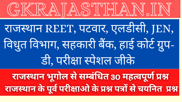  Rajasthan Geography Important Questions Part-1