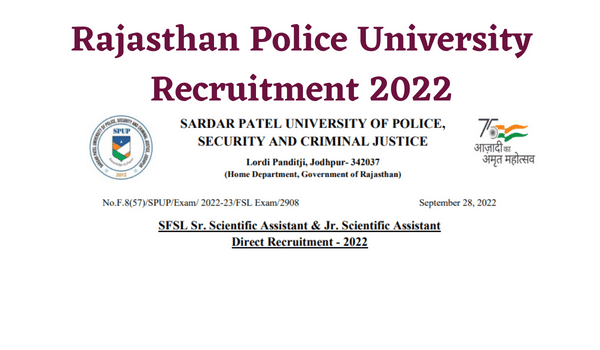 Rajasthan Police University Recruitment 2022